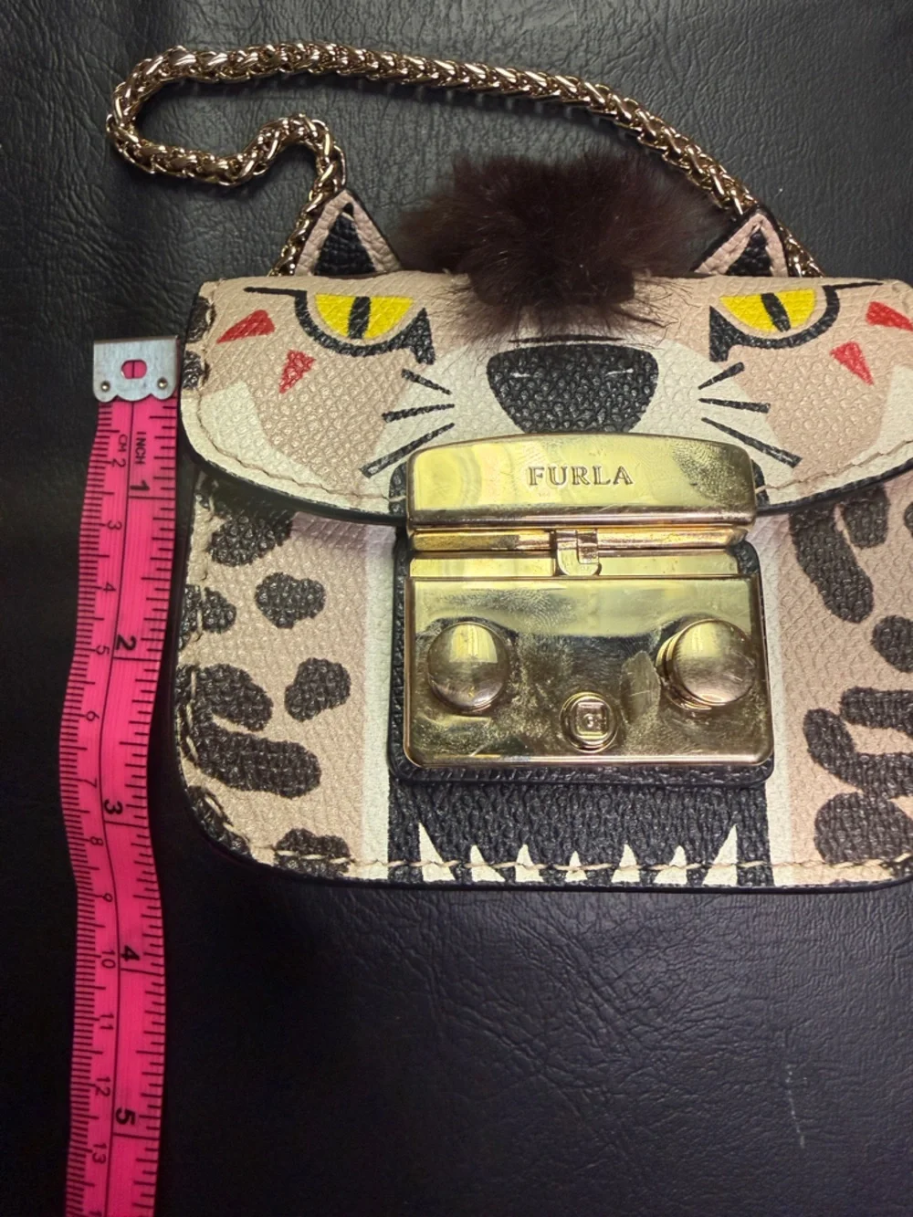 Furla Metropolis Micro Leopard Cat Bag - Limited Edition Animalia Charm - Picture 8 of 8